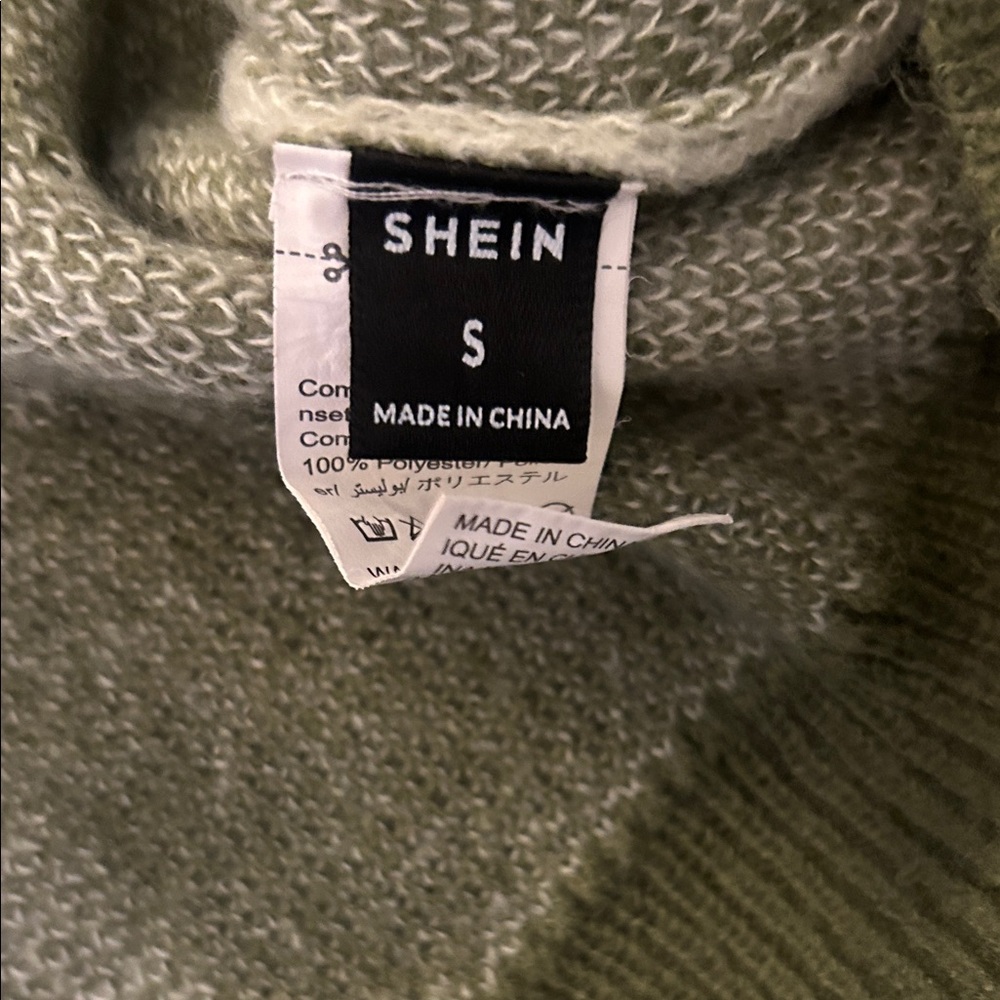 SHEIN Olive and Cream Checkered Sweater - Picture 2 of 2